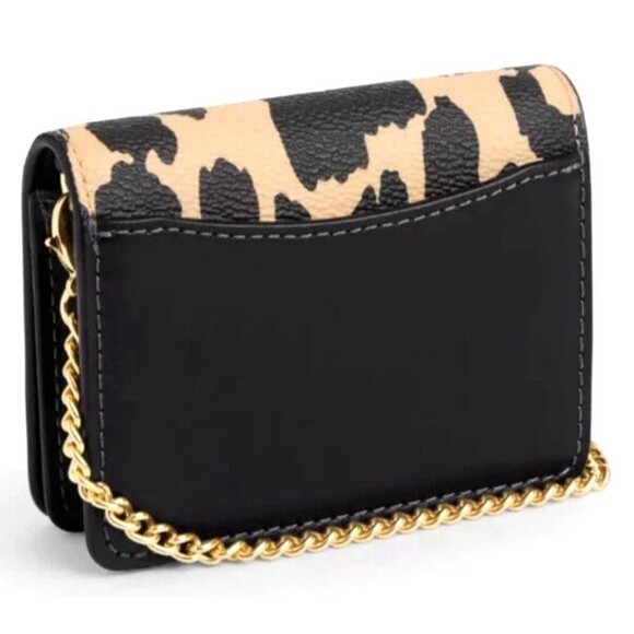 New Coach CX151 Mini Wallet on Chain Leopard Multi Animal Print - Picture 5 of 7